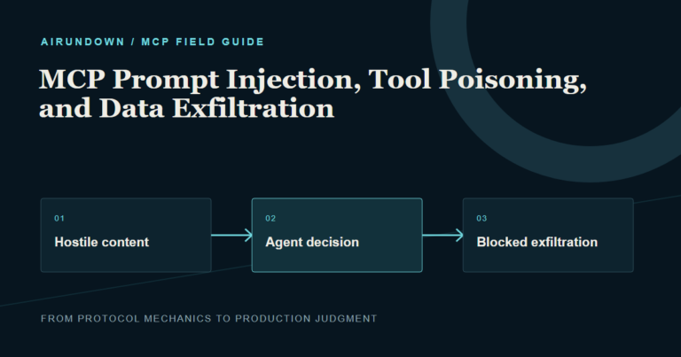 Hostile content attempts to influence an agent, while policy controls block an unauthorized data-exfiltration action.